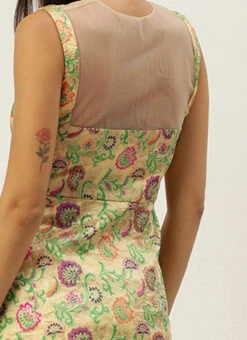 Beige Art Silk Jacquard Dress Festive Wear 15 Beige Art Silk Jacquard Dress Festive Wear -Sari Grace Shop Beige Art Silk Jacquard Dress DRBS02212490 rrc2