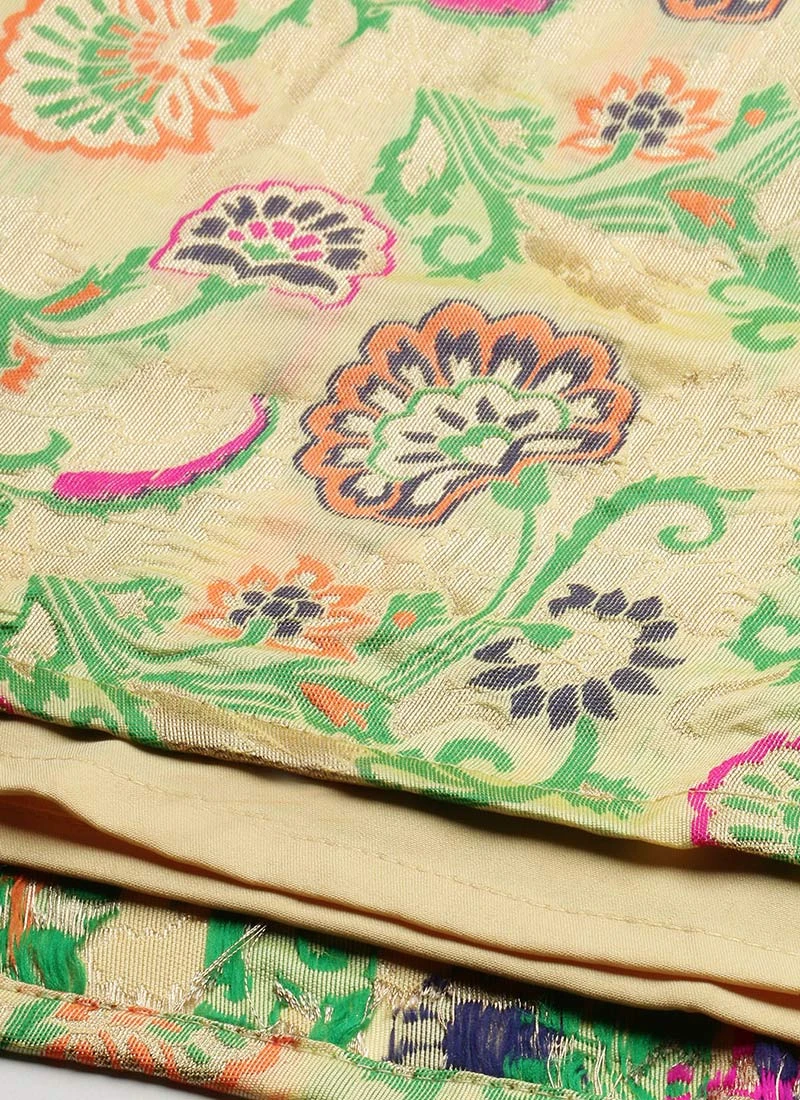 Beige Art Silk Jacquard Dress Festive Wear 10 Beige Art Silk Jacquard Dress Festive Wear - Image 8