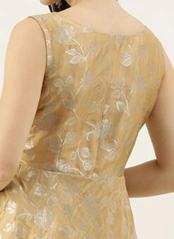 Beige Brocade Boat Neck Flared Dress Festive Wear 15 Beige Brocade Boat Neck Flared Dress Festive Wear -Sari Grace Shop Beige Brocade Boat Neck Flared Dress DRBS02105387 rrc2