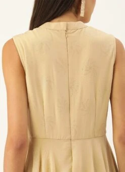 Beige Georgette Foil Printed Dress After Six Wear -Sari Grace Shop Beige Georgette Foil Printed Dress DRBS02209651 rrc2