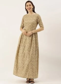 Beige Printed Rayon Boat Neck Maxi Dress After Six Wear 9 Beige Printed Rayon Boat Neck Maxi Dress After Six Wear -Sari Grace Shop Beige Printed Rayon Boat Neck Maxi Dress DRBS02101821 u