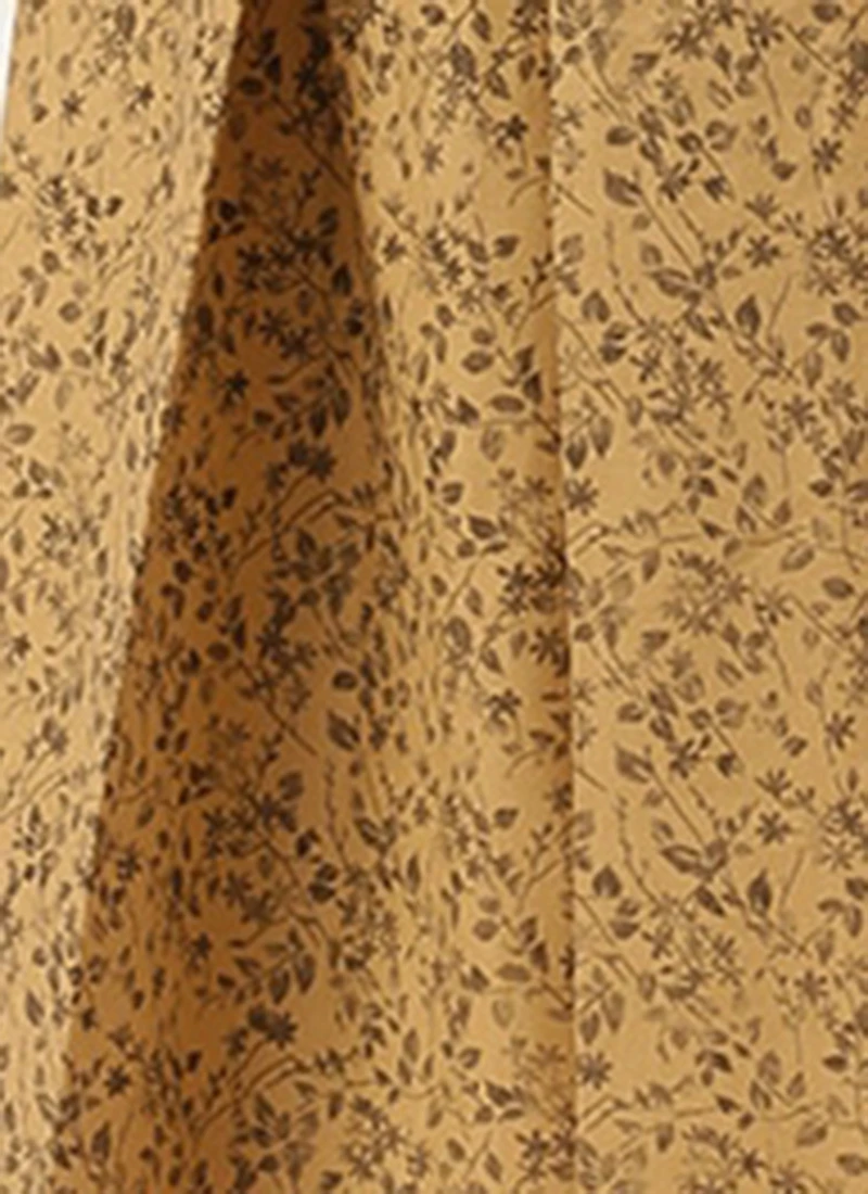 Beige Printed Rayon Calf Length Dress Work Wear 9 Beige Printed Rayon Calf Length Dress Work Wear - Image 7