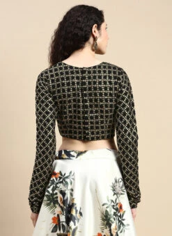 Black Georgette Embroidered Blouse Festive Wear 13 Black Georgette Embroidered Blouse Festive Wear -Sari Grace Shop Black Georgette Embroidered Blouse BLBS02303867 b