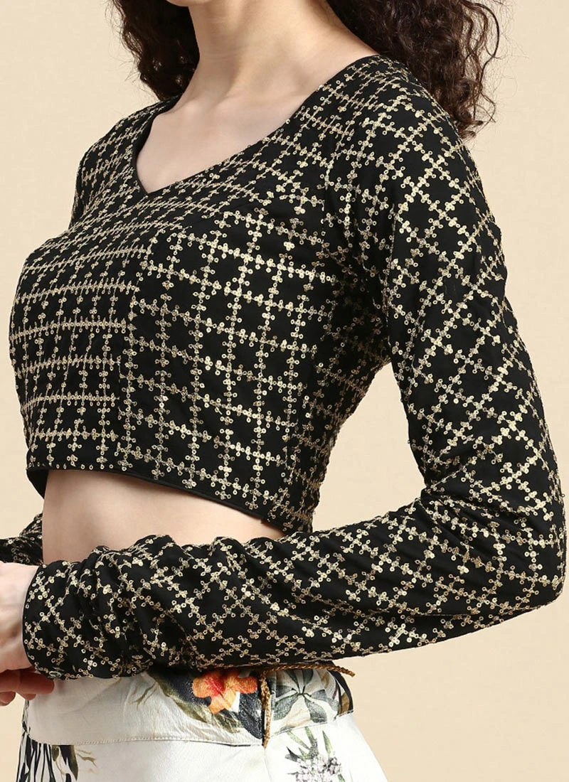 Black Georgette Embroidered Blouse Festive Wear 3 Black Georgette Embroidered Blouse Festive Wear