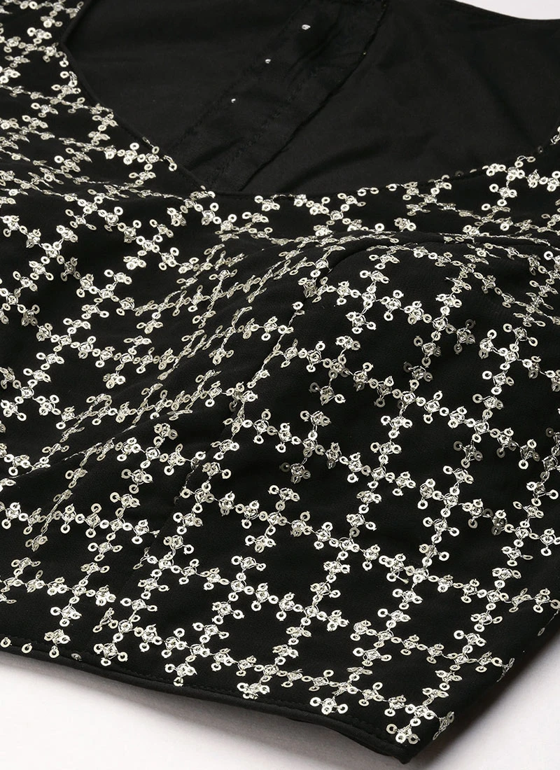 Black Georgette Embroidered Blouse Festive Wear 7 Black Georgette Embroidered Blouse Festive Wear - Image 5