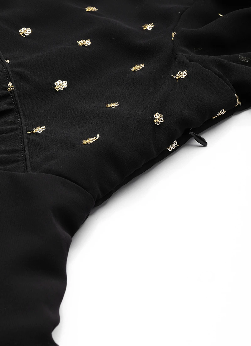 Black Georgette Embroidered Layered Dress Party Wear 9 Black Georgette Embroidered Layered Dress Party Wear - Image 7