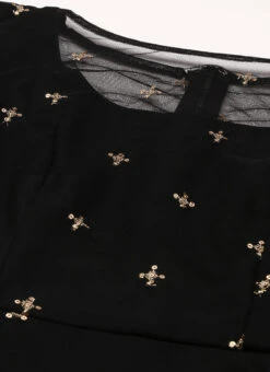Black Net Embroidered Midi Dress Festive Wear 14 Black Net Embroidered Midi Dress Festive Wear -Sari Grace Shop Black Net Embroidered Midi Dress DRBS02206215 rrc1
