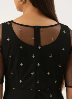 Black Net Embroidered Midi Dress Festive Wear 15 Black Net Embroidered Midi Dress Festive Wear -Sari Grace Shop Black Net Embroidered Midi Dress DRBS02206215 rrc2