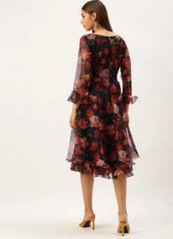 Black Organza Ruffle Dress Party Wear 13 Black Organza Ruffle Dress Party Wear -Sari Grace Shop Black Organza Ruffle Dress DRBS02203563 b