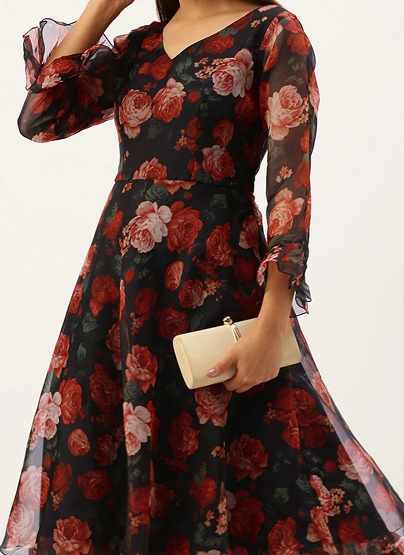 Black Organza Ruffle Dress Party Wear 3 Black Organza Ruffle Dress Party Wear