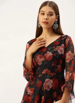 Black Organza Ruffle Dress Party Wear 14 Black Organza Ruffle Dress Party Wear -Sari Grace Shop Black Organza Ruffle Dress DRBS02203563 rrc1