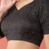 Black Raw Silk Embroidery Work Blouse Party Wear 2 Black Raw Silk Embroidery Work Blouse Party Wear -Sari Grace Shop Black Raw Silk Embroidery Work Blouse BLSPFB139B l