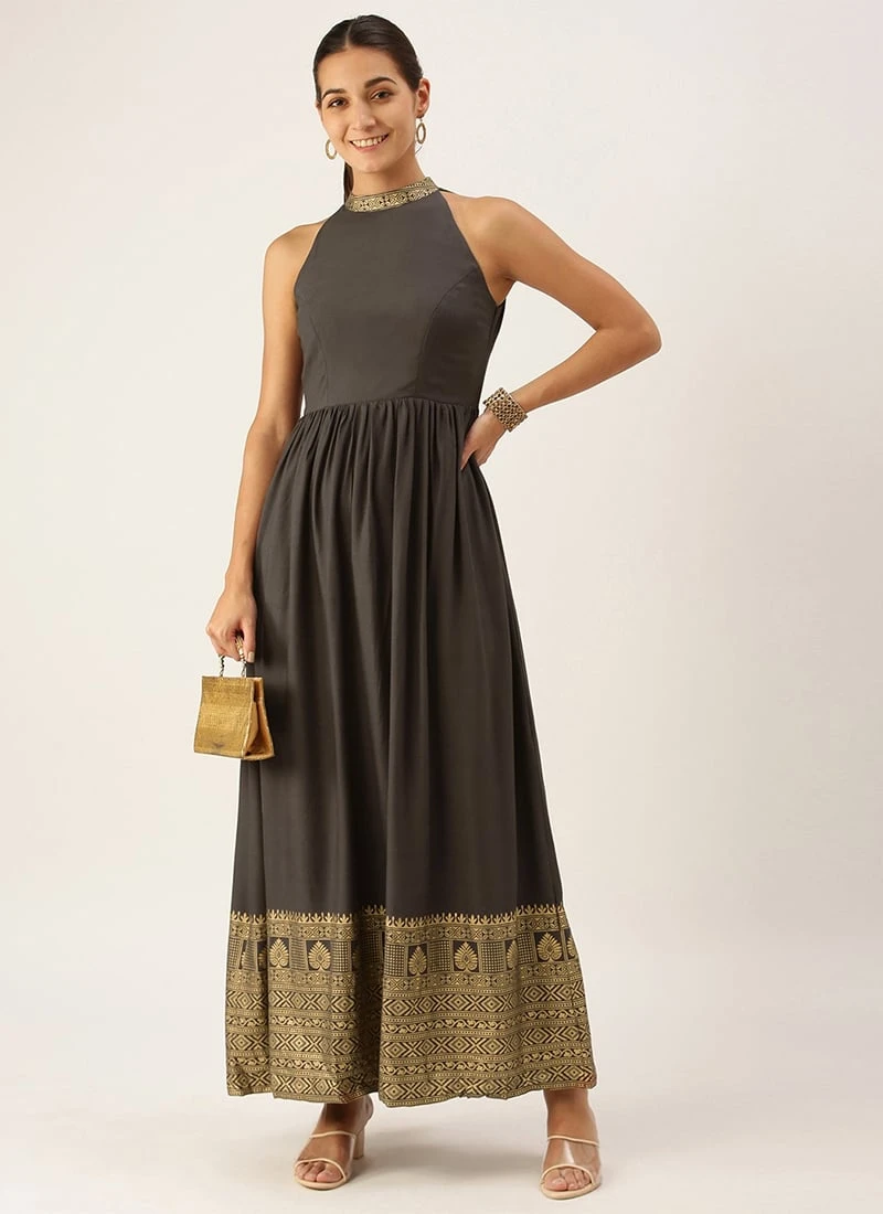 Black Rayon Ankle Length Dress After Six Wear 5 Black Rayon Ankle Length Dress After Six Wear - Image 3