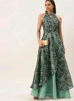 Blue Art Silk Digital Printed Halter Neck Dress Festive Wear 12 Blue Art Silk Digital Printed Halter Neck Dress Festive Wear -Sari Grace Shop Blue Art Silk Digital Printed Halter Neck Dress DRBS02210995 u