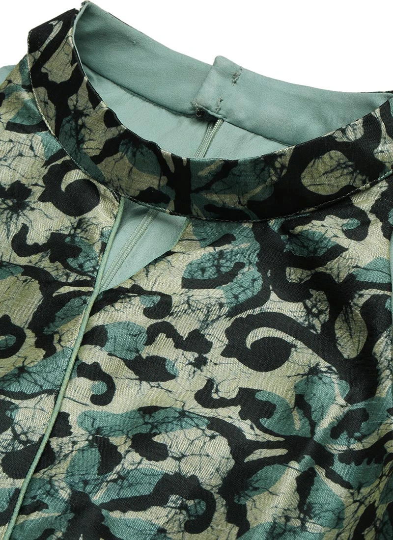 Blue Art Silk Digital Printed Halter Neck Dress Festive Wear 7 Blue Art Silk Digital Printed Halter Neck Dress Festive Wear - Image 5