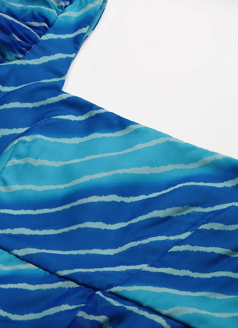 Blue Digital Printed Organza Dress Party Wear After Six Wear 7 Blue Digital Printed Organza Dress Party Wear After Six Wear - Image 5