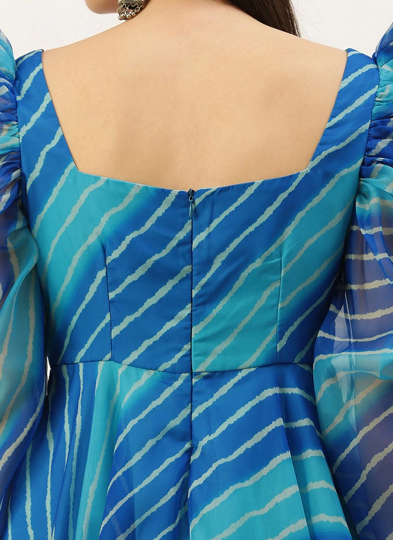 Blue Digital Printed Organza Dress After Six Wear 9 Blue Digital Printed Organza Dress After Six Wear - Image 7