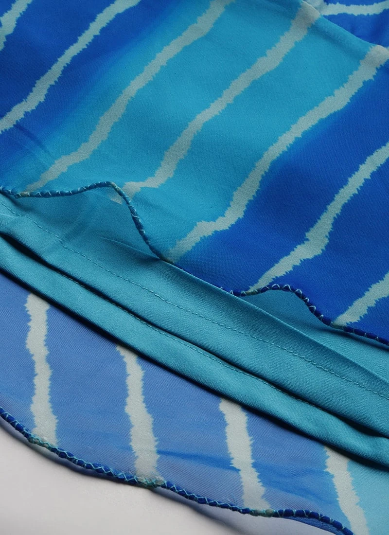 Blue Digital Printed Organza Dress Party Wear After Six Wear 10 Blue Digital Printed Organza Dress Party Wear After Six Wear - Image 8