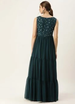 Blue Embroidered Georgette Dress Festive Wear 13 Blue Embroidered Georgette Dress Festive Wear -Sari Grace Shop Blue Embroidered Georgette Dress DRBS02305142 b