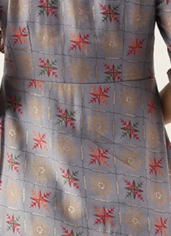 Blue Foil Printed A Line Dress After Six Wear 15 Blue Foil Printed A Line Dress After Six Wear -Sari Grace Shop Blue Foil Printed A line Dress DRBS02111071 rrc2