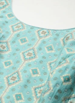 Blue Modal Satin N Geogette Flare Dress Festive Wear 14 Blue Modal Satin N Geogette Flare Dress Festive Wear -Sari Grace Shop Blue Modal Satin N Geogette Flare Dress DRBS02301788 rrc1