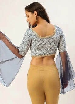 Blue N Grey Sequence Embroidered Blouse Festive Wear 13 Blue N Grey Sequence Embroidered Blouse Festive Wear -Sari Grace Shop Blue N Grey Sequence Embroidered Blouse BLBS02305193 b