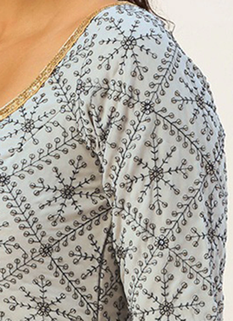 Blue N Grey Sequence Embroidered Blouse Festive Wear 10 Blue N Grey Sequence Embroidered Blouse Festive Wear - Image 8