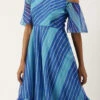 Blue Organza Printed Dress Party Wear -Sari Grace Shop Blue Organza Printed Dress DRBS02205967 l