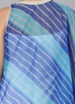 Blue Organza Printed Kaftan Dress Festive Wear 16 Blue Organza Printed Kaftan Dress Festive Wear -Sari Grace Shop Blue Organza Printed Kaftan Dress DRBS02204783 rrc3