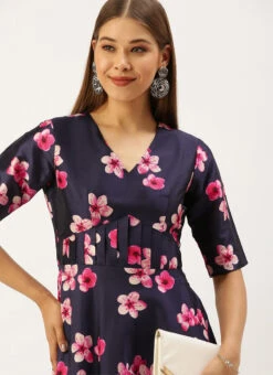 Blue Printed Art Silk Fit And Flare Dress After Six Wear 16 Blue Printed Art Silk Fit And Flare Dress After Six Wear -Sari Grace Shop Blue Printed Art Silk Fit And Flare Dress DRBS02203484 rrc3