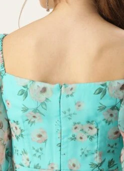 Blue Printed Organza Maxi Dress Festive Wear 15 Blue Printed Organza Maxi Dress Festive Wear -Sari Grace Shop Blue Printed Organza Maxi Dress DRBS02305201 rrc2