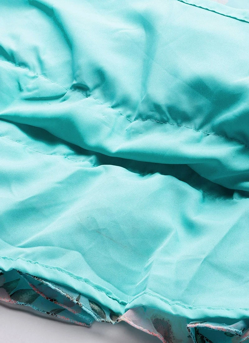 Blue Printed Organza Maxi Dress Festive Wear 9 Blue Printed Organza Maxi Dress Festive Wear - Image 7