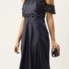 Blue Velvet Embroidered Off Shoulder Dress Festive Wear Party Wear 2 Blue Velvet Embroidered Off Shoulder Dress Festive Wear Party Wear -Sari Grace Shop Blue Velvet Embroidered Off Shoulder Dress DRBS02211083 l