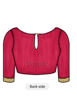 Bright Pink Art Silk Blouse Work Wear -Sari Grace Shop Bright Pink Art Silk Blouse BLBS1801454 b