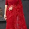 Cherry Red Net Thread Embroidery Saree Party Wear 2 Cherry Red Net Thread Embroidery Saree Party Wear -Sari Grace Shop Cherry Red Net Thread Embroidery Saree SASUN1023 l
