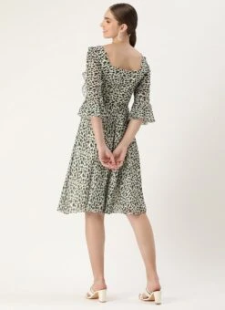 Cream Georgette Digital Printed Dress Party Wear -Sari Grace Shop Cream Georgette Digital Printed Dress DRBS02209615 b