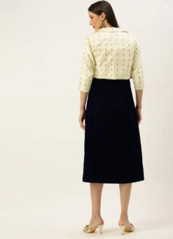 Cream Jacquard Jacket N Velvet Dress After Six Wear -Sari Grace Shop Cream Jacquard Jacket N Velvet Dress DRBS02205848 b