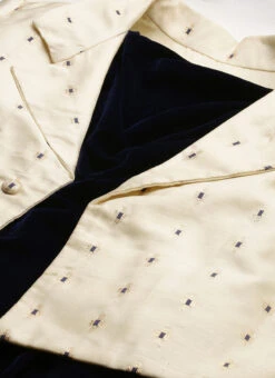 Cream Jacquard Jacket N Velvet Dress After Six Wear -Sari Grace Shop Cream Jacquard Jacket N Velvet Dress DRBS02205848 rrc2