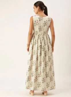 Cream Silk Cotton Ankle Length Dress After Six Wear -Sari Grace Shop Cream Silk Cotton Ankle Length Dress DRBS02108680 b