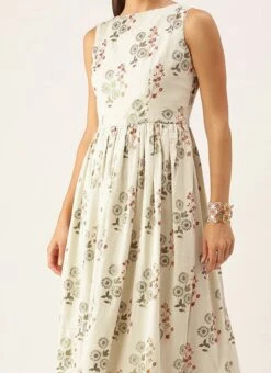 Cream Silk Cotton Ankle Length Dress After Six Wear