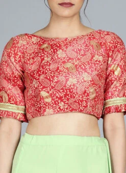 Red Boat Neck Blouse N Saree Festive Wear 14 Red Boat Neck Blouse N Saree Festive Wear -Sari Grace Shop Customised Red Boat Neck Blouse N Saree SABS01908514 rrc1