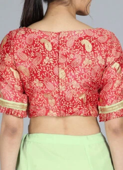 Red Boat Neck Blouse N Saree Festive Wear 15 Red Boat Neck Blouse N Saree Festive Wear -Sari Grace Shop Customised Red Boat Neck Blouse N Saree SABS01908514 rrc2