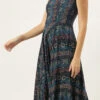 Dark Blue Printed Strap Neck Dress After Six Wear -Sari Grace Shop Dark Blue Printed Strap Neck Dress DRBS02109708 l