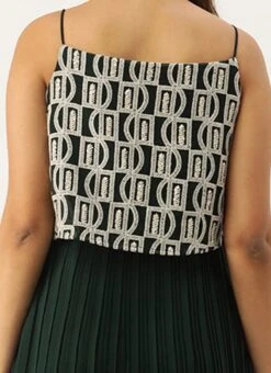 Dark Green Embroidered Georgette Dress Festive Wear After Six Wear -Sari Grace Shop Dark Green Embroidered Georgette Dress DRBS02210919 rrc2 1