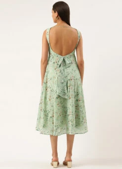 Digital Printed Green Muslin Maxi Dress Party Wear -Sari Grace Shop Digital Printed Green Muslin Maxi Dress DRBS02206175 b