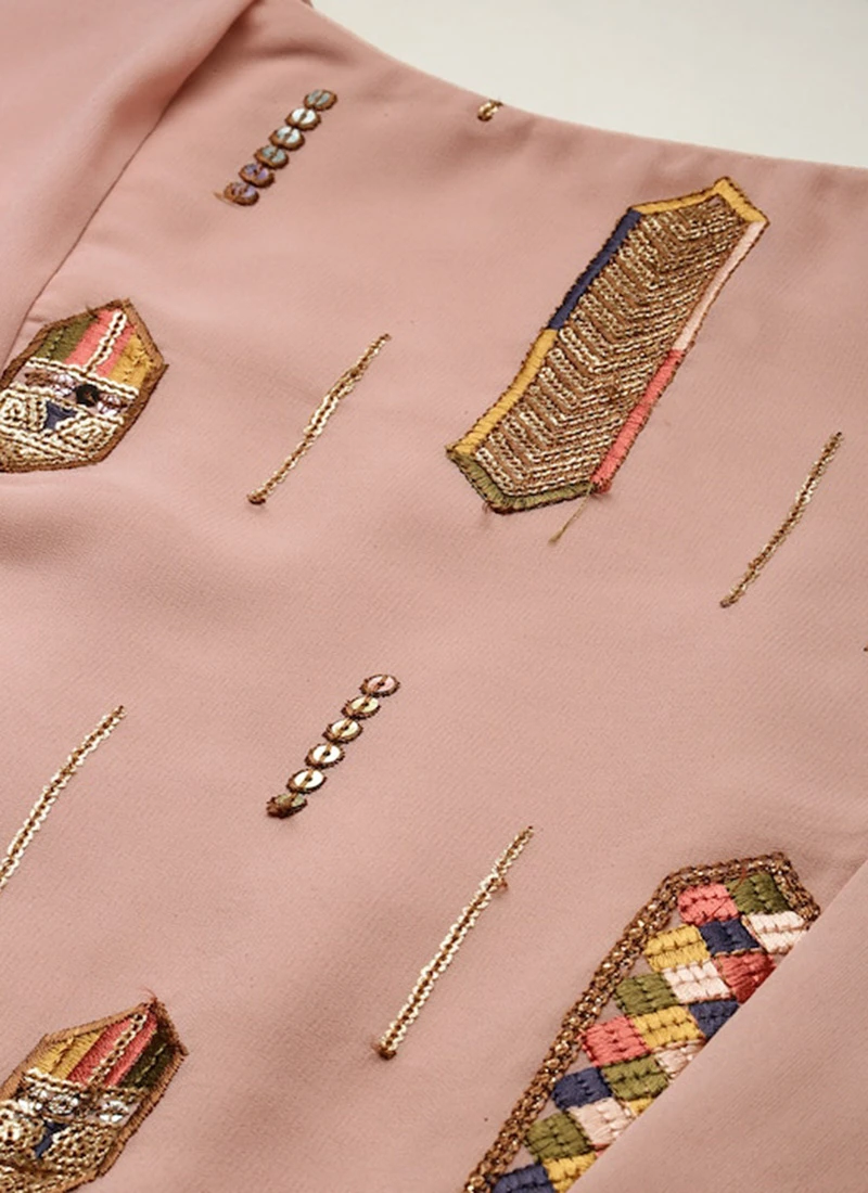 Dusty Pink Georgette Embroidered Dress Festive Wear 7 Dusty Pink Georgette Embroidered Dress Festive Wear - Image 5