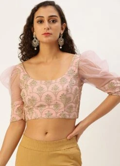 Embroidered Pink Organza Round Neck Style Blouse Party Wear 12 Embroidered Pink Organza Round Neck Style Blouse Party Wear -Sari Grace Shop Embroidered Pink Organza Round Neck Style Blouse BLBS02305209 u