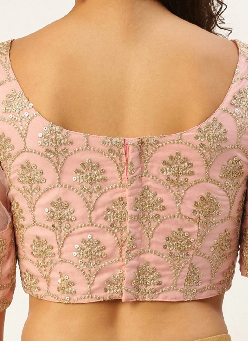 Embroidered Pink Organza Round Neck Style Blouse Party Wear 8 Embroidered Pink Organza Round Neck Style Blouse Party Wear - Image 6