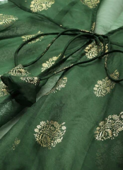 Green Art Silk Foil Organza Jacket Dress Festive Wear 15 Green Art Silk Foil Organza Jacket Dress Festive Wear -Sari Grace Shop Green Art Silk Foil Organza Jacket Dress DRBS02302394 rrc2