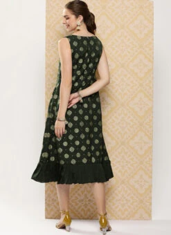 Green Art Silk Foil Print Dress After Six Wear 13 Green Art Silk Foil Print Dress After Six Wear -Sari Grace Shop Green Art Silk Foil Print Dress DRBS02301118 b